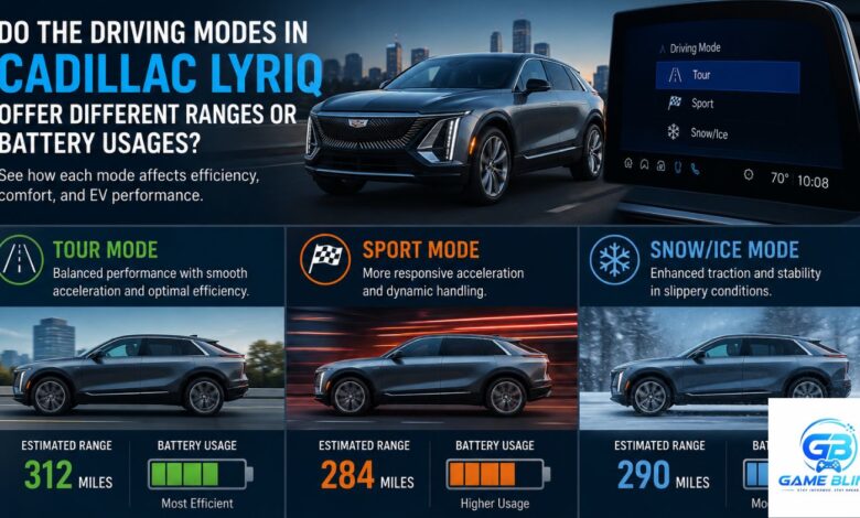 Do the Driving Modes in Cadillac Lyriq Offer Different Ranges or Battery Usages?